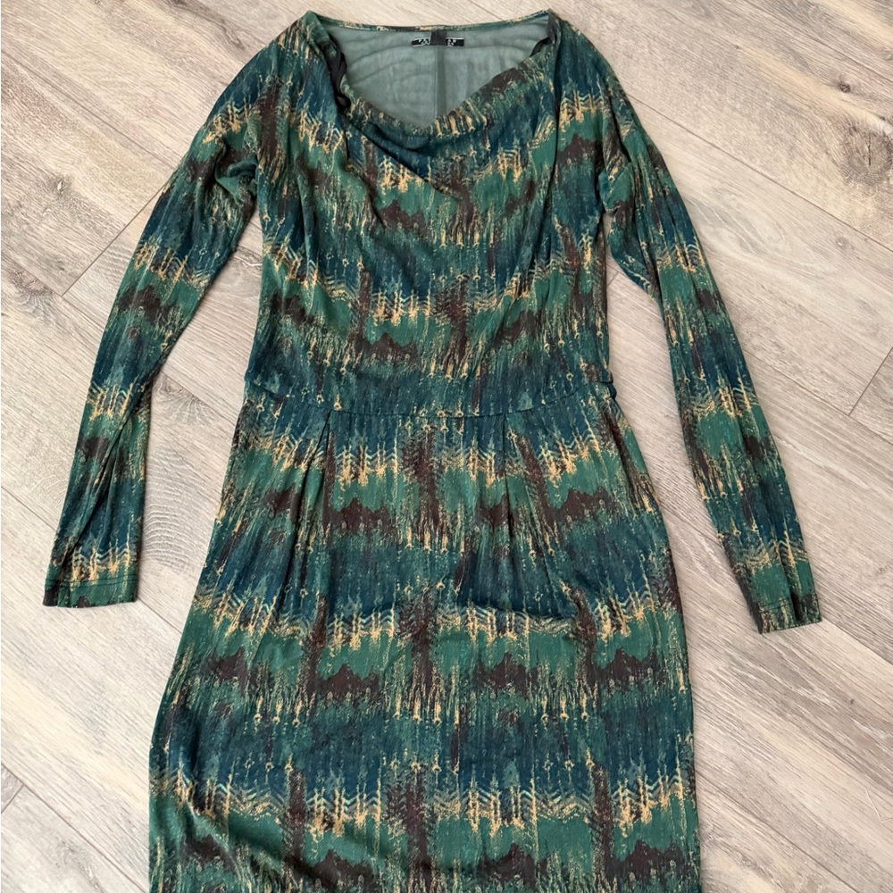 Peruvian Connection Forest Green Long Sleeve Dress